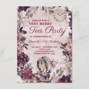Alice im Wunderland Mad Hatter Birthday Tee Party Einladung