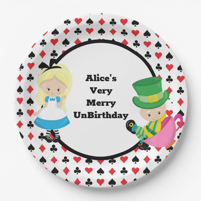 Alice im Wunderland Mad Hatter Card Deck Party Pappteller (Vorderseite)
