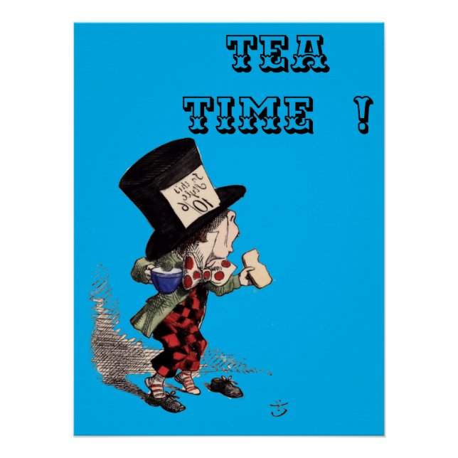 Alice im Wunderland - Mad Hatter - farbblau bkgrd Poster (Vorderseite)