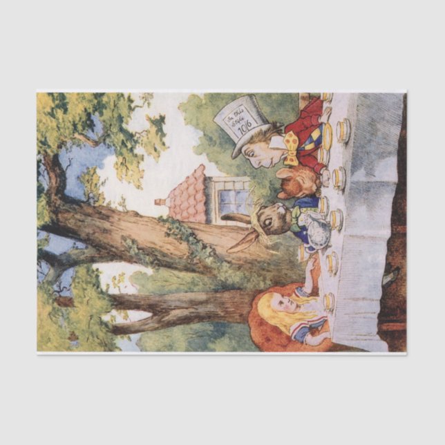Alice im Wunderland Mad Hatter Tee Party Decoupage Seidenpapier (Vorderseite)