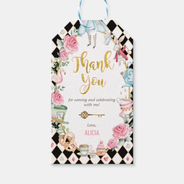 Alice im Wunderland Mad Hatter Tee Party Geburtsta Geschenkanhänger (Vorderseite)