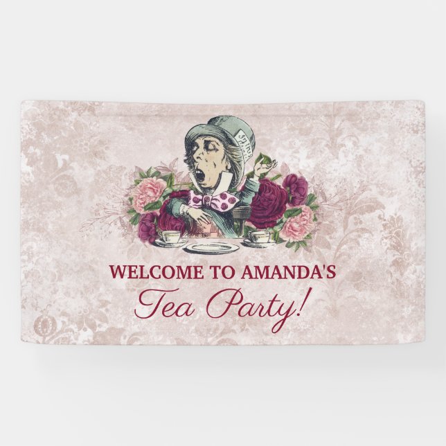 Alice im Wunderland Mad Hatter Tee Party Willkomme Banner (Horizontal)