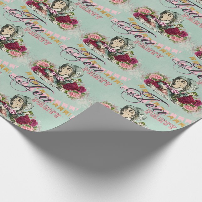 Alice im Wunderland Mad Hatters Tee Party Custom Geschenkpapier (Ecke)