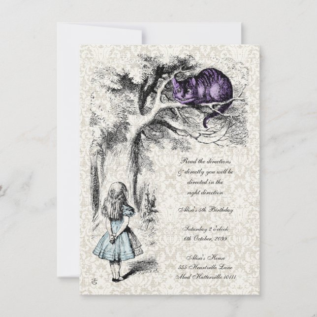 Alice im Wunderland Mad Hatters Tee Party Geburtst Einladung (Vorderseite)
