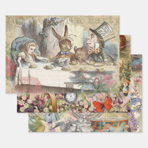Alice im Wunderland Mad Tea Party Kunst Geschenkpapier Set