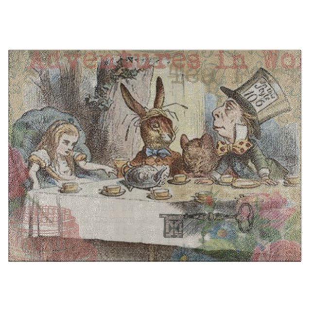 Alice im Wunderland Mad Tea Party Kunst Schneidebrett (Vorderseite)