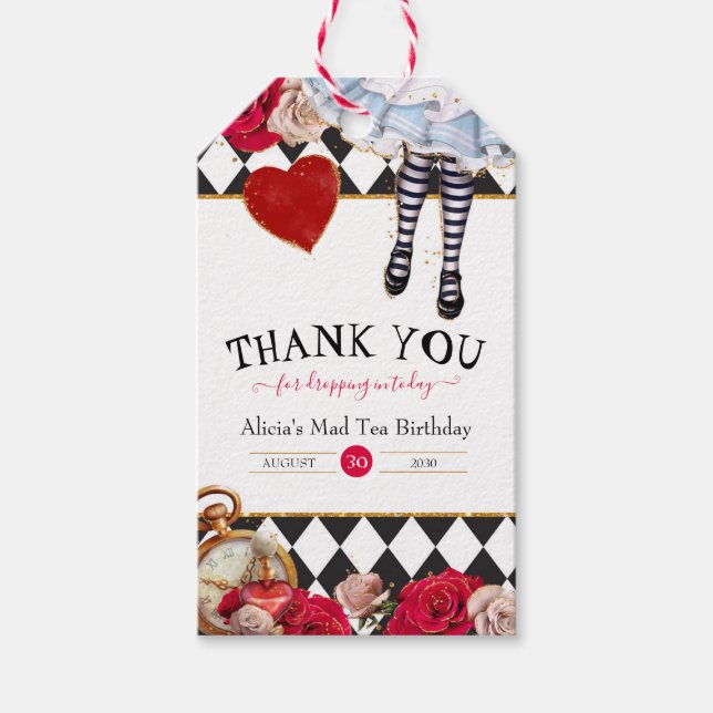 Alice im Wunderland Mad Tea Vielen Dank Geschenkanhänger (Vorderseite)