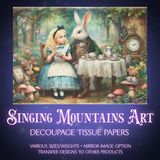 Alice im Wunderland Märchen-Teeparty-Decoupage Seidenpapier (Von Creator hochgeladen)