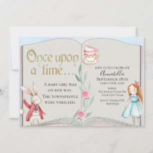 Alice im Wunderland-Märchenbuch Wasserfarbe Einladung