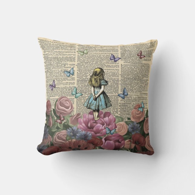 Alice im Wunderland - Märchenland-Garten Kissen (Vorderseite)
