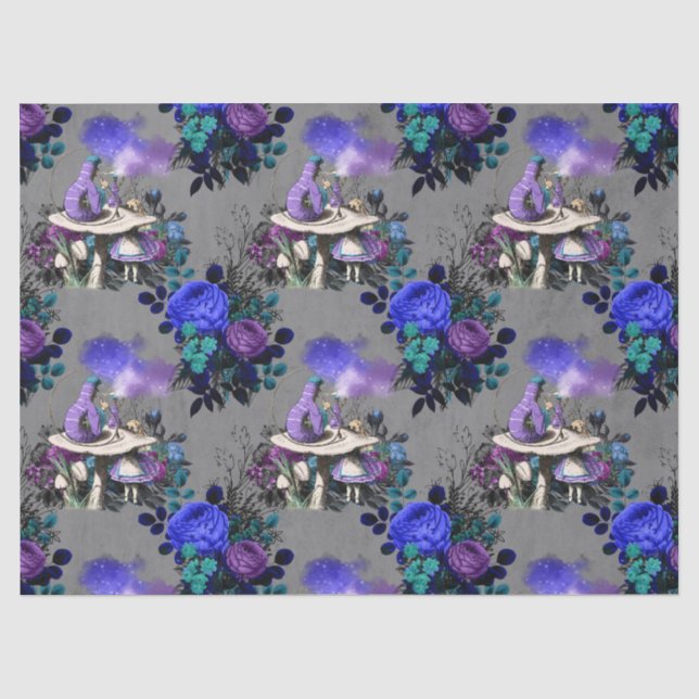 Alice im Wunderland mit Raupe Decoupage Seidenpapier (Vorderseite)
