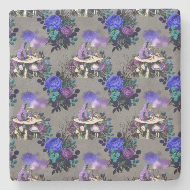 Alice im Wunderland mit Raupe Steinuntersetzer (Vorderseite)