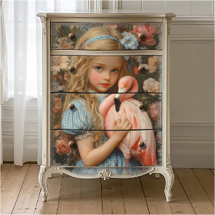 Alice im Wunderland mit rosa Flamingo Seidenpapier