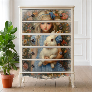 Alice im Wunderland mit weißem Kaninchen Seidenpapier
