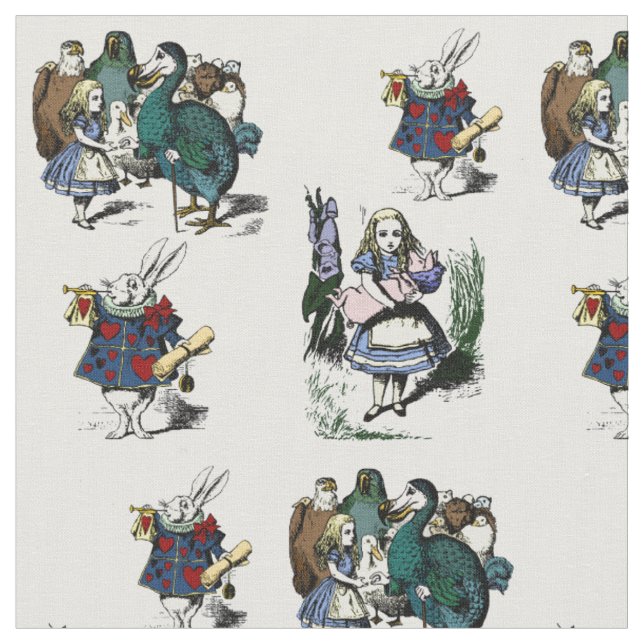 Alice im Wunderland mit weißem Kaninchen Stoff (Nahaufnahme)