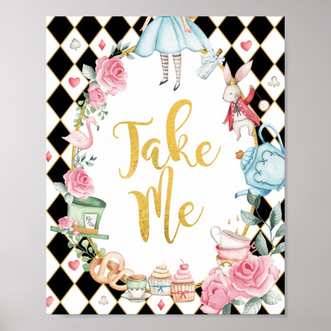Alice im Wunderland NEHMEN Gastgeschenke Unterschr Poster (Vorne)