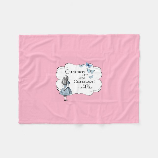 Alice im Wunderland-neugierigere rosa Fleece-Decke Fleecedecke (Vorderseite (Horizontal))