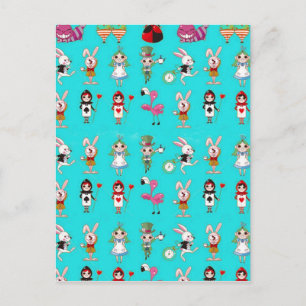 Alice im Wunderland Niedlich Türkisblauer Montage Postkarte