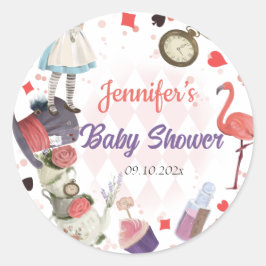 Alice im Wunderland Onederland Babydusche Runder Aufkleber