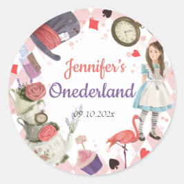 Alice im Wunderland Onederland Runder Aufkleber