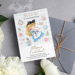 Alice im Wunderland Par-Tea Erste Geburtstagsparty Einladung