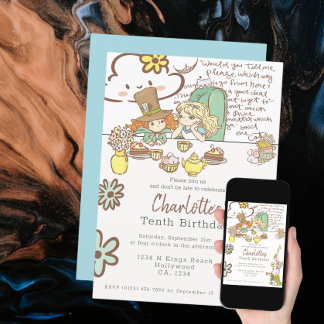 Alice im Wunderland Personalisiertes Party Einladung