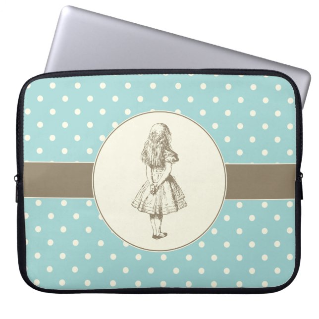 Alice im Wunderland-Polka-Punkte Laptopschutzhülle (Vorderseite)