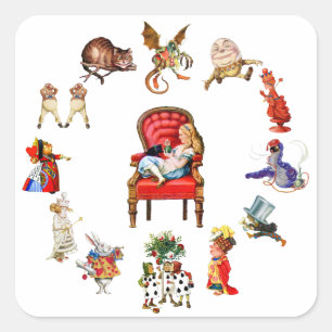 Alice im Wunderland Quadratischer Aufkleber