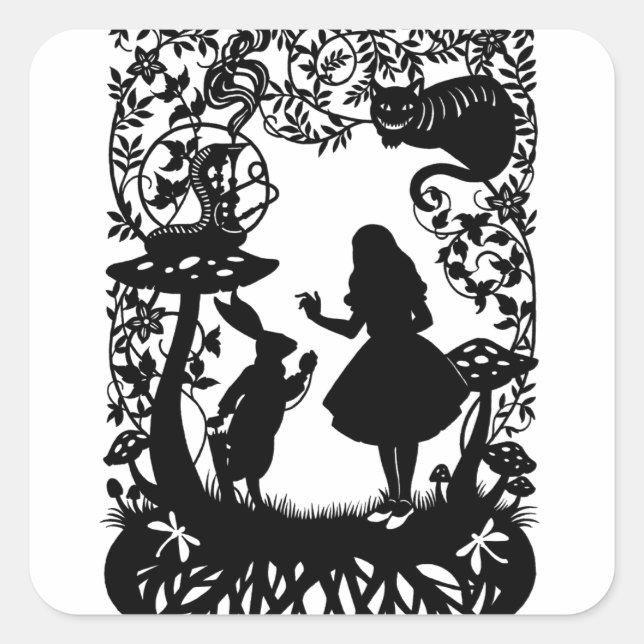 Alice im Wunderland Quadratischer Aufkleber (Vorderseite)