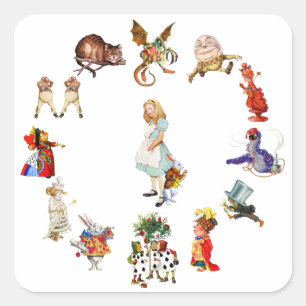 Alice im Wunderland Quadratischer Aufkleber