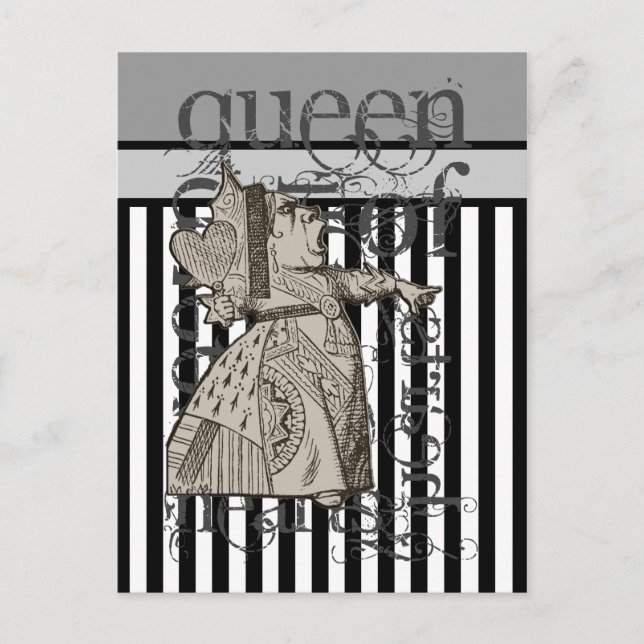 Alice im Wunderland Queen of Hearts Grunge Postkarte (Vorderseite)