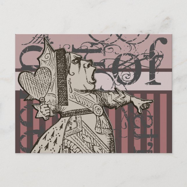 Alice im Wunderland Queen of Hearts Grunge (rosa) Postkarte (Vorderseite)