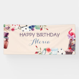 Alice im Wunderland Rabbit Tee Schlüsseluhr Rose Banner