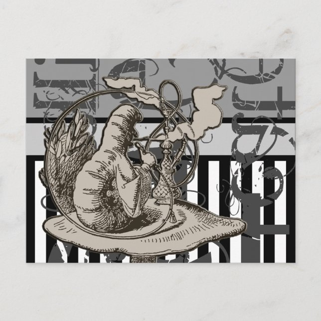 Alice im Wunderland Raupe Grunge Postkarte (Vorderseite)