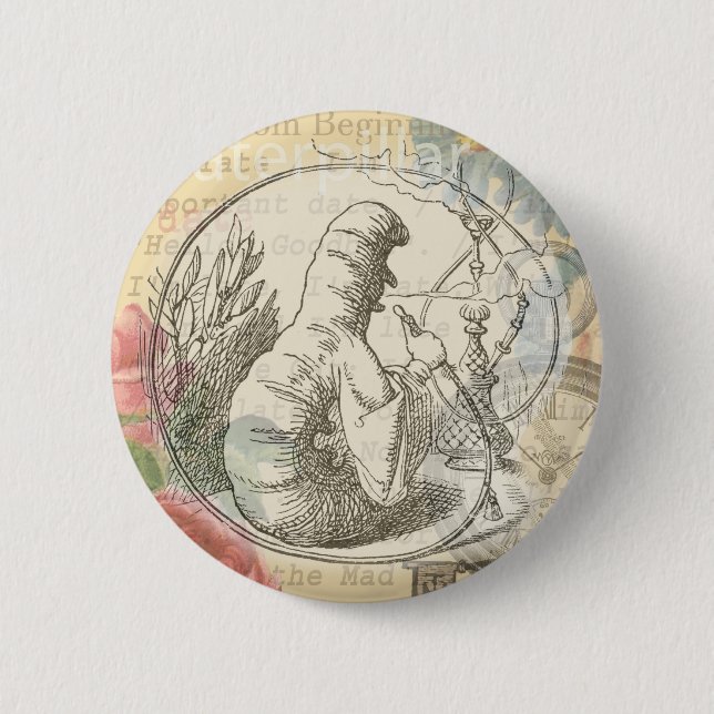 Alice im Wunderland Raupe: Original Tenniel Button (Vorderseite)