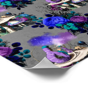 Alice im Wunderland Raupe raucht Blumen Poster