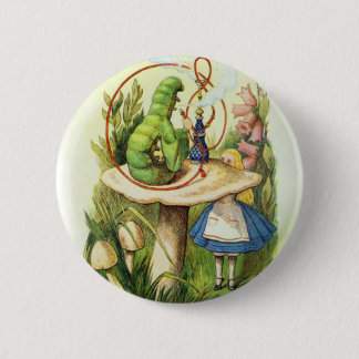 Alice im Wunderland-Raupen-Knopf Button