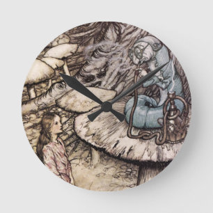 Alice im Wunderland-Raupen-Uhr Runde Wanduhr