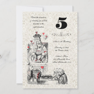 Alice im Wunderland Red Hearts Tea Party Geburtsta Einladung