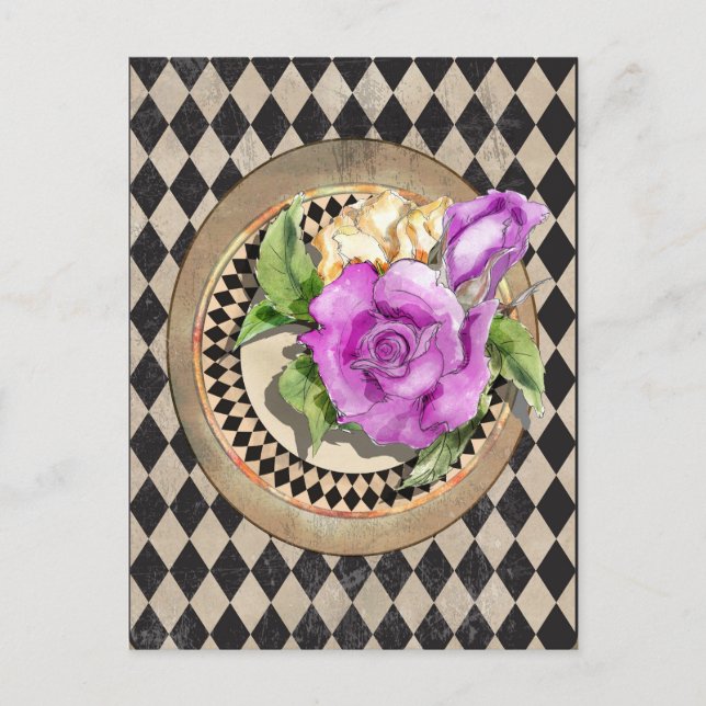 Alice im Wunderland Rose Postkarte (Vorderseite)