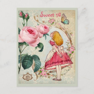 Alice im Wunderland-Rosen-Collagen-Bonbon 16 Einladung