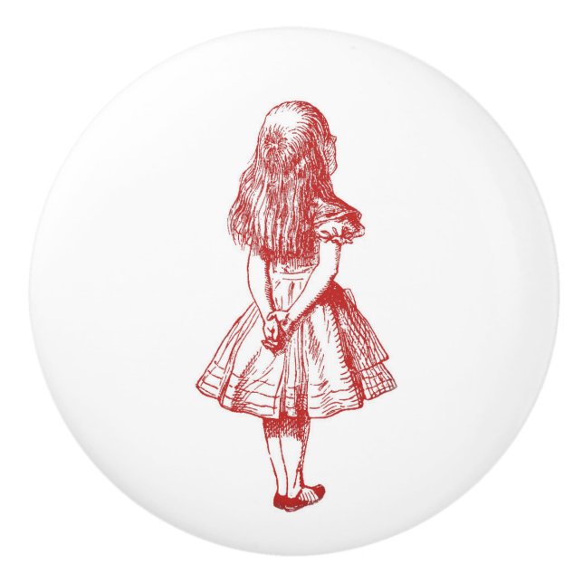 Alice im Wunderland-Rot-Griff Keramikknauf (Vorderseite)