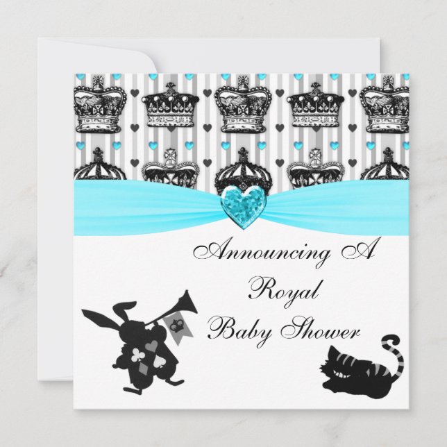 Alice im Wunderland Royal Crowns Babydusche Einladung (Vorderseite)