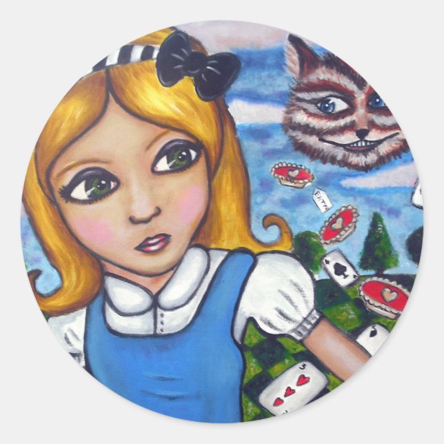 Alice im Wunderland Runder Aufkleber (Vorderseite)