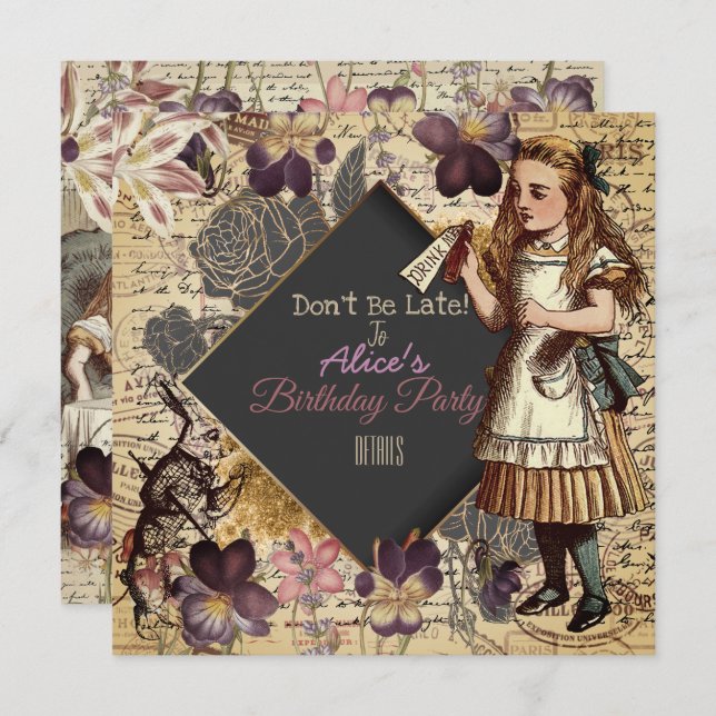Alice im Wunderland Save the Date (Vorne/Hinten)