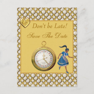 Alice im Wunderland Save the Date Hochzeitskarte Ankündigungspostkarte