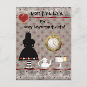 Alice im Wunderland Save the Date Kinderdusche Ankündigungspostkarte
