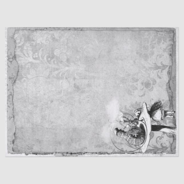 Alice im Wunderland Schwarz-Weiß-Raupe Seidenpapier (Vorderseite)