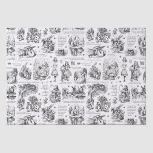 Alice im Wunderland Schwarz-weiß Toile Quotes Seidenpapier