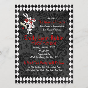 Alice im Wunderland Schwarze Party Einladung